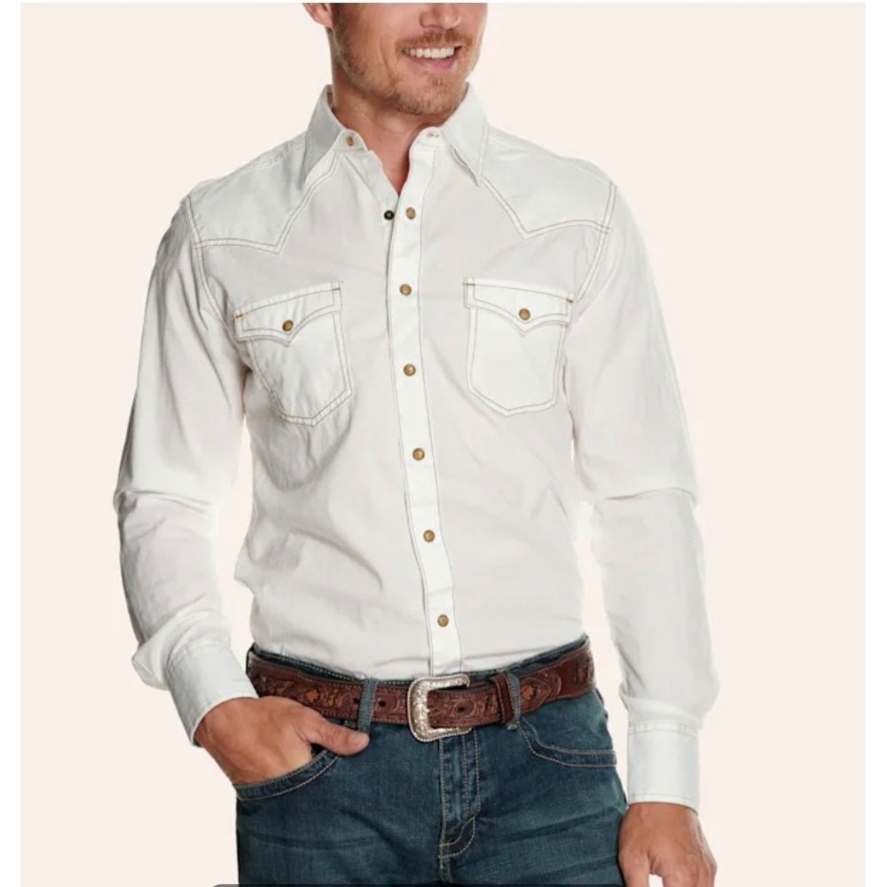 Wrangler Retro White Dobby Long Sleeve Western Snap Shirt Men's XL Cowboy Rodeo